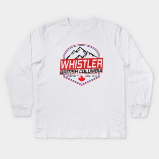 Ski Whistler B.C Canada Skiing and Mountain Biking Paradise Kids Long Sleeve T-Shirt